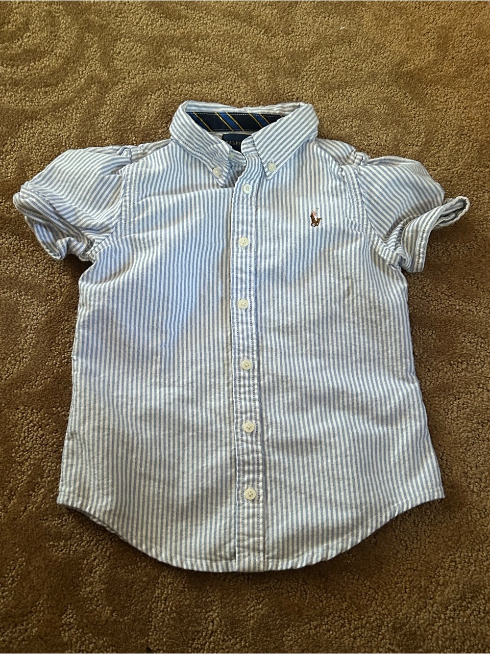Ralph Lauren Light Blue & White Striped Button-Down Shirt